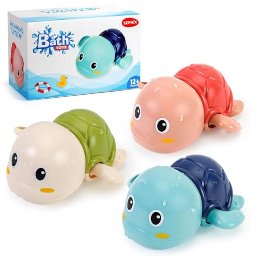 SEPHIX Bath Toys for Toddlers 1-3, Cute Swimming Turtle Bath ...