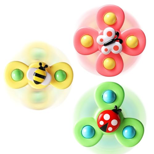 ALASOU 3PCS Suction Cup Spinner Toys for 1 Year Old ...