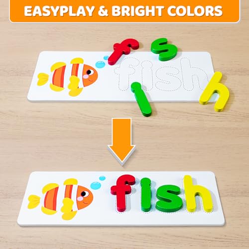 BEESTECH Alphabet ABC Learning Educational Toys for 3 4 5 Years Old Boys Girls, Wooden Puzzle Flash Cards Preschool Activity Letter Matching Games for Kids Toddlers - Image 3