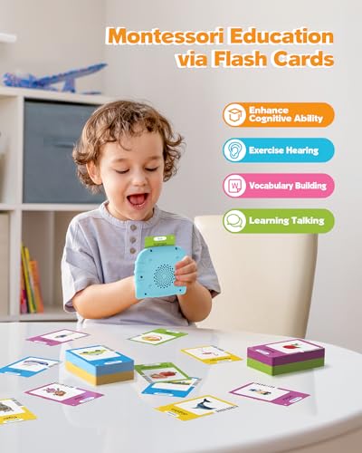 Airbition Talking Flash Cards for Toddlers 1 2 3 4 Year Olds, Montessori Language Learning with 224 Words, Pocket Speech Therapy Tools, and Speech Development Educational Playthings for Children - Image 3