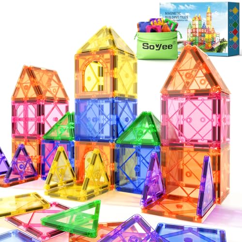 Magnetic Tiles Toddler Toys Magnetic Building Blocks for Kids Ages ...