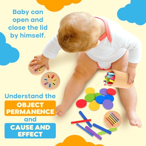 Wooden Montessori Baby Toddler Toys: 3 in1 Learning Fine Motor Preschool Toys, Educational Color Sorting Fidget Sensory Toys for Toddlers 1-3, Cause And Effect Boys Girls Gifts 12-18 Month Old - Image 4