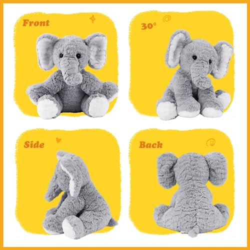 Mikee Fluffie Elephant Stuffed Animals Soft Plush Toy for Baby Girls Boys,12