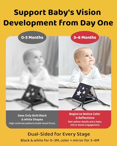 Black and White Baby Books for Newborn - Tummy Time Mirror & Sensory Toys Soft Montessori Toy for Infant Visual Stimulation, Brain Development & Early Learning - High Contrast Toys for 0-6 Months - Image 5