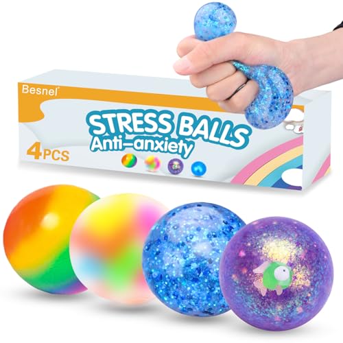Stress Balls Set, Squishy Stress Ball, 4 Pack Squeeze Ball ...