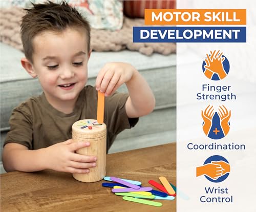Wooden Montessori Baby Toddler Toys: 3 in 1 Learning Fine Motor Skills Juguetes, Educational Color Sorting Fidget Sensory Toys for Toddlers Boys Girls Gifts Object Permanence Cause and Effect - Image 5