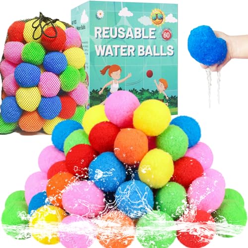 BEFANS 60 Pcs Reusable Water Balls, Reusable Water Balloons for ...