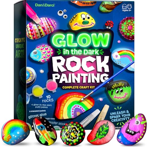 Dan&Darci Kids Rock Painting Kit - Glow in The Dark ...