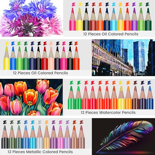 Daerthotk 100 Art Supplies Drawing Kit Pro Drawing Supplies Set has 3-Color Sketchbook Coloring book Graphite Colored Charcoal Watercolor Pencils Drawing Set Gifts Case for Artists Adults Family - Image 5