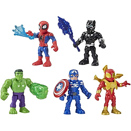 Marvel Super Hero Adventures 5-Inch Action Figure 5-Pack, Includes Captain ...