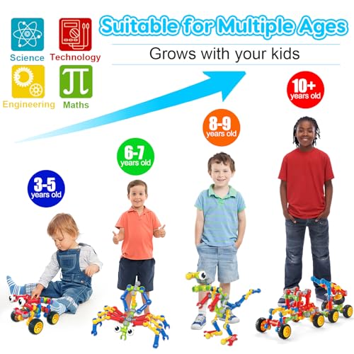 Kids STEM Building Toys for 3 4 5 6 7 8+ Year Old Boy Girl Birthday Gift, 125 Pcs Preschool Classroom Educational Building Blocks Stem Kits Activities Ages 3-5 4-8 5-7 6-8 Engineering Creative Games - Image 2