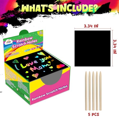 ZMLM 165 Pcs Rainbow Scratch Paper Art Notes - Crafts for Kids Ages 4-8, Classroom Prizes, 1st 2nd 3rd Grade School Activity Bulk, End of Year Student Gifts from Teacher - Image 2