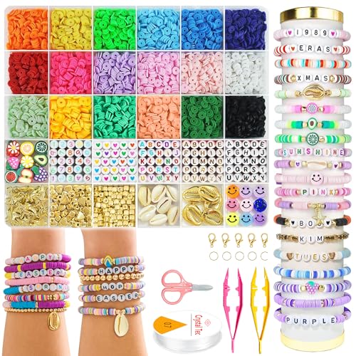 OHOME Back to School Supplies - 5300 Clay Beads Bracelet Making Kit,Arts and Crafts for Kids Ages 8-12,Easter Crafts Games Toys for 3-10 Year Old Birthday