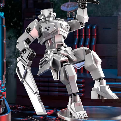 MMXBGS 2er Set T13 Action Figure, Assembly Completed Shield Warrior Titan 13 Action Figures, Multi-Jointed Movable Action Figure, Lucky 13 Robot, Desktop Decorations for Game Lovers Toy (Gray+Black) - Image 2